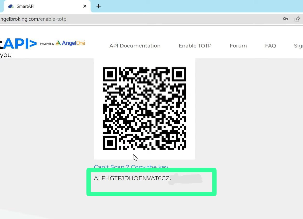AngelOne TOTP QR Code